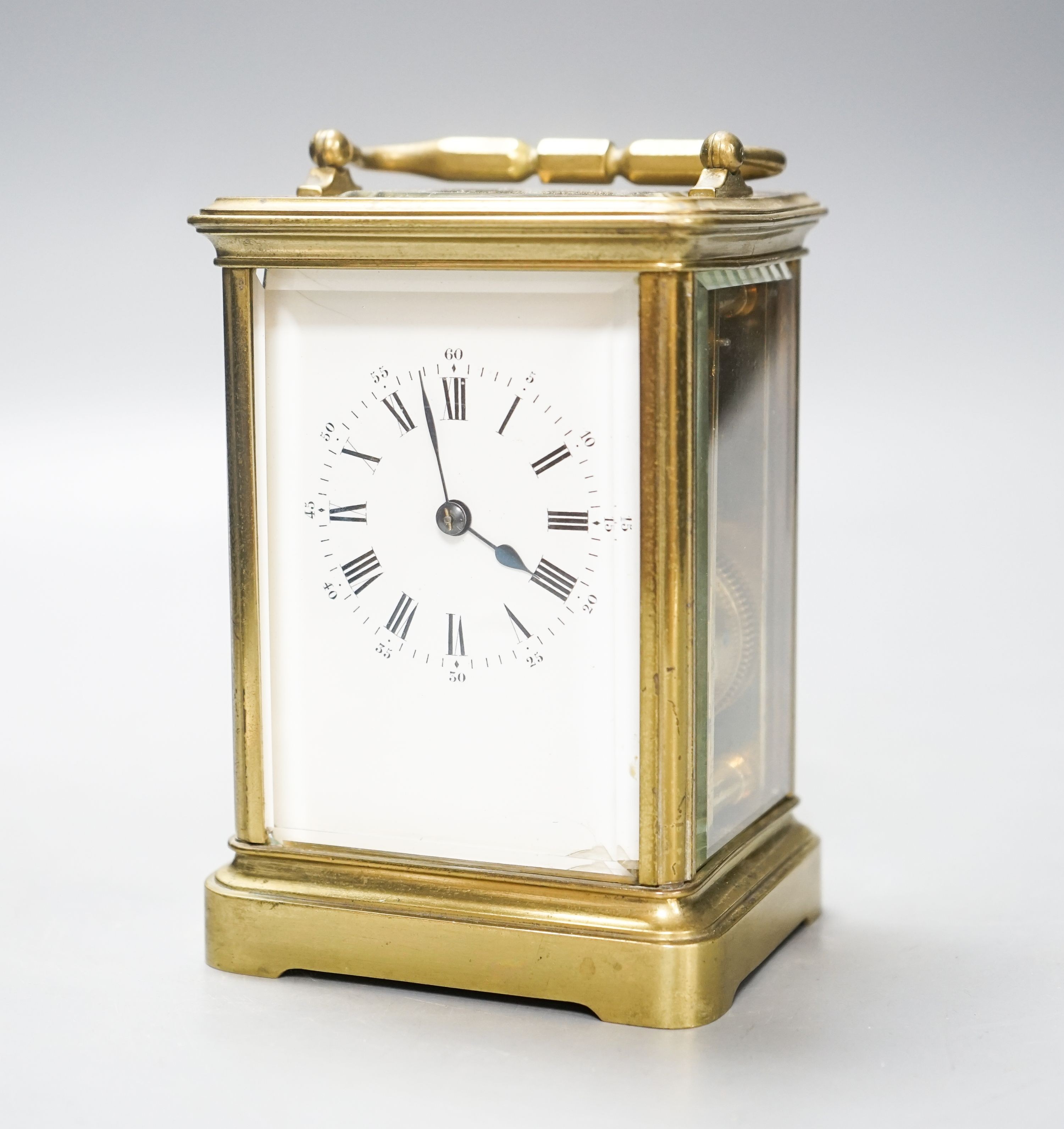 A French brass carriage clock 14cm